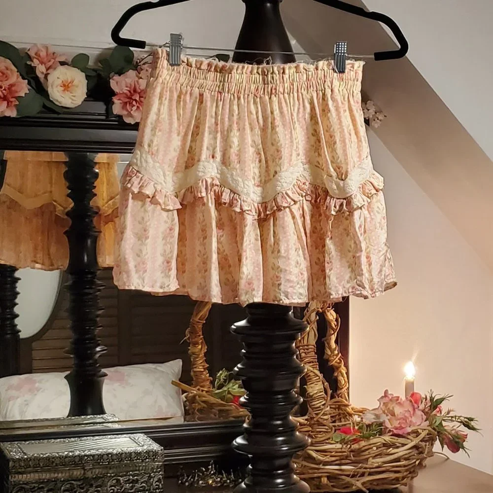 LoveShackFancy Set Piccolo Skirt & Morrison Top Frosted Petal Stripe Small - Picture 15 of 16
